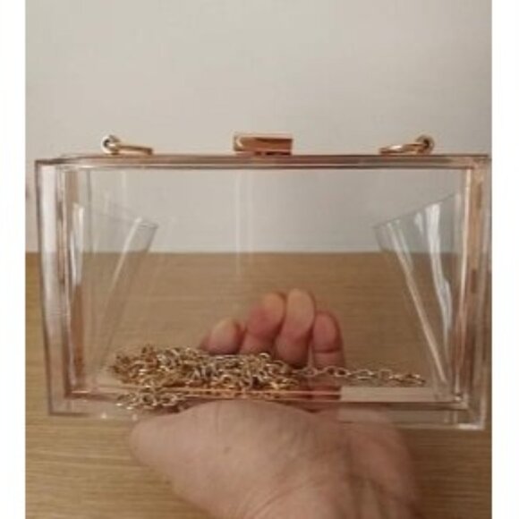 New Women Cute Clear Purse Acrylic Box Clutch Handbag, Transparent Crossbody Bag - Picture 1 of 3